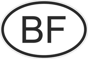 OVAL Aufkleber Flagge Ländercode Autoaufkleber Auto Burkina Faso Burkinabe BF - Bild 1 von 1
