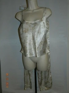 VTG Victoria’s Secret Satin Pajama Set Ivory Floral S sleeveless second skin   - Picture 1 of 4