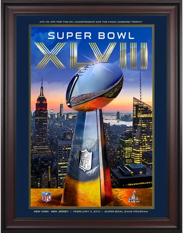 2014 Seahawks vs Denver Broncos 36x48 Framed Canvas SB XLVIII Program Cover
