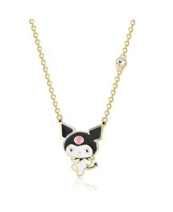 Sanrio Yellow Gold Plated Crystal Kuromi Necklace - 18'' Chain - Picture 1 of 6