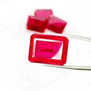 Red Ruby Gemstone Octagon Cut Shape Handmade Gemstone For Jewelry Making - Picture 1 of 3