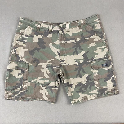 Wrangler Shorts Mens 46 Green Brown Camo Cargo Ripstop Workwear Outdoor - Image 1 of 4