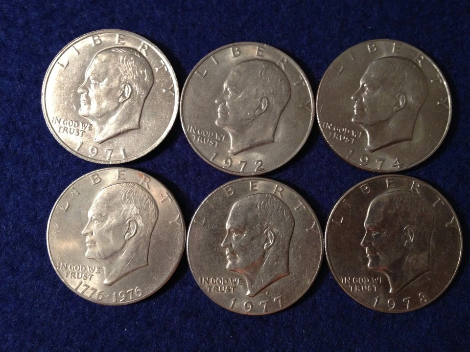 1971 1972 1974 1976 1977 1978 Eisenhower Known as the "IKE SILVER DOLLAR" Coins - Image 1 of 1
