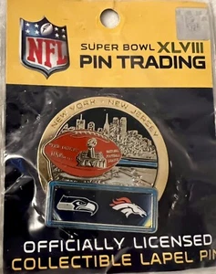 SPILLA SUPER CIOTOLA XLVIII SKYLINE NYC 2014 SEATTLE SEAHAWKS DENVER BRONCOS FOOTBALL - Foto 1 di 3