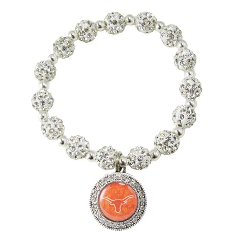 Texas Longhorns Clear Jeweled Beads Crystal Orange Stretch Bracelet Jewelry UT Cover
