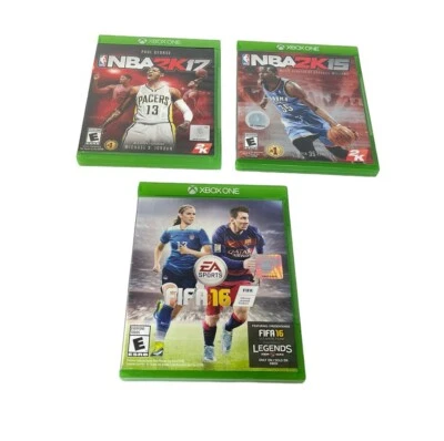 Lot of 3 Microsoft Xbox One FIFA 16 Soccer NBA 2K15 & NBA 2K17 TESTED - Image 1 of 4