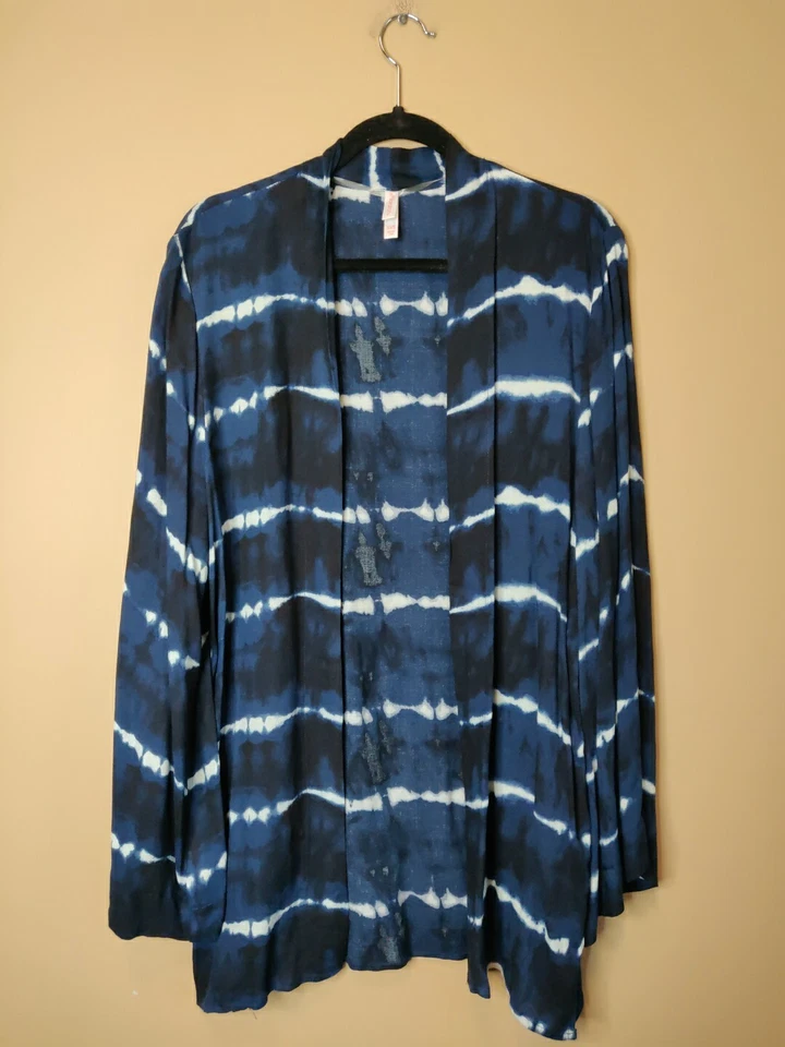 Xhilaration Mujer XS/S Cárdigan Azul y Blanco Tie-dye Manga Larga Foto 1 de 4