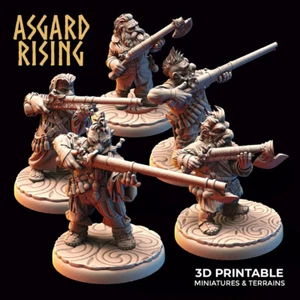 Dwarf Riflemen, Wargames DnD Fantasy Norse Dwarf with Long Gun Dwarf Miniature - Picture 1 of 7