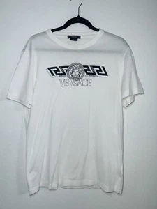 VERSACE Men’s White T-Shirt Medusa Graphic Logo Taylor Fit Medium M Authentic - Imagen 1 de 4