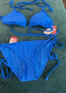 NWT ROYAL BLUE 2 Piece Bikini Swimsuit Women's Size SM AND XL REMOVABLE PADS - Picture 1 of 2