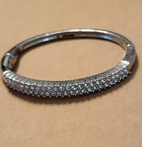Vintage 2 Pz Cerniera Cristallo Swaroski Bracciale Placcato Argento 8" - Foto 1 di 5