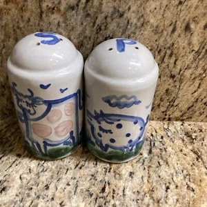 Grande M.A. Coctelera de sal (vaca) y pimienta (cerdo) Hadley Pottery Country Pattern - Imagen 1 de 15