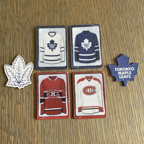 Lot Of 6 Vintage 1980's Toronto Maple Leafs & Montreal Canadiens Fridge Magnets Cover