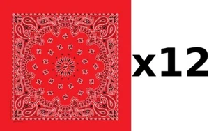 100% Cotton Made in USA Bandanna (Red) DOZEN Paisley 22"x22" Hav-A-Hank - Picture 1 of 1