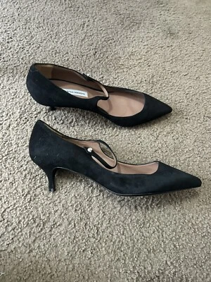 Tabitha Simmons Hermione Terciopelo Punta Punta Mary Jane Planos en Negro Tacón Gatito Foto 1 de 4