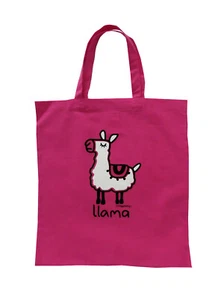 BOLSO REUTILIZABLE: Lindo bolso de compras de algodón rosa intenso LLAMA. Regalo ideal. - Imagen 1 de 12