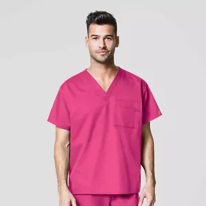WonderWink Wonder Work 100 Unisex Fuchsia V-Neck Two Pocket Scrub Top 3X New - Picture 1 of 2