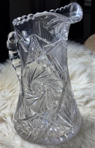 Antique ABP Cut Lead Crystal Pitcher Brilliant Period Hand Cut Glass RARE - Picture 1 of 7
