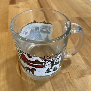 Vintage Libbey Currier And Ives Christmas Winter Scene Cup Mug Made In USA - Picture 1 of 5