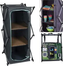 3 Level Portable Camping Storage Cabinet Folding Canvas Clothes Cupboard