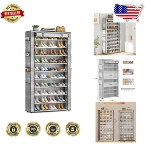Elegant Tall Shoe Shelf 10-Tier Organizer for Closet - Perfect Entryway Solution - Picture 1 of 11
