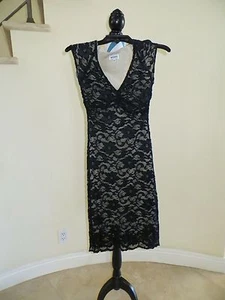 Ruby Size Small Black Nude Floral Lace Cocktail Party Formal Knee Length Dress - Picture 1 of 8