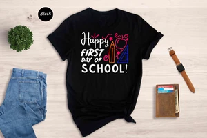 Happy First Day of School Teacher Shirt, Back to School Shirt for Teachers - Picture 1 of 7