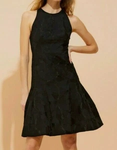 $475 NWT HALSTON HERITAGE Sz8 SLEEVELESS HIGH NECK TULIP SKIRT JACQUARD DRESS BL - Picture 1 of 8