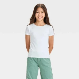 NWT Girls' Seamless Short Sleeve T-Shirt - Art Class™ White L - Picture 1 of 1