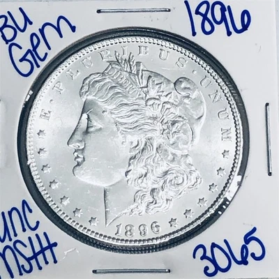 Dólar de plata Morgan 1896 BU sin circular auténtico EE. UU. COMO NUEVO ENVÍO GRATUITO 3065 Foto 1 de 3