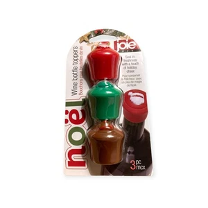 Joie Wine Bottle Toppers 3pc Silicone BPA Free Christmas Santa Elf Reindeer NEW - Picture 1 of 2