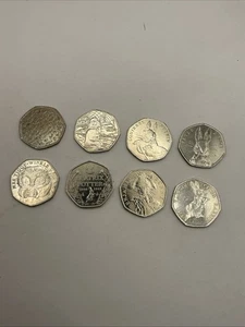Beatrix Potter 50p Münzen X87 abgebildet + 1 WWF Tier 50p - Bild 1 von 2