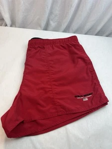 Vtg Ralph Lauren Polo Sport Mens Red Swim Trunks Shorts Mesh Lined Size Large - Picture 1 of 24
