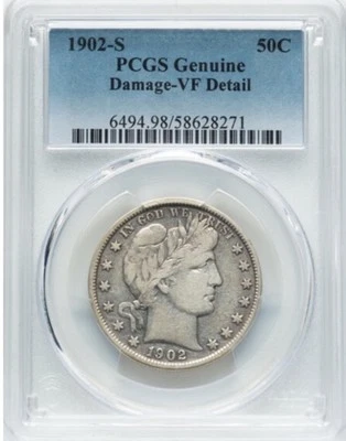 1902-S Barber Half Dollar 50c PCGS VF Details - Image 1 of 4