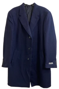 Canali Men's Single Breasted Wool Overcoat in Navy FF00204/304- Euro 56R US46R - Picture 1 of 12