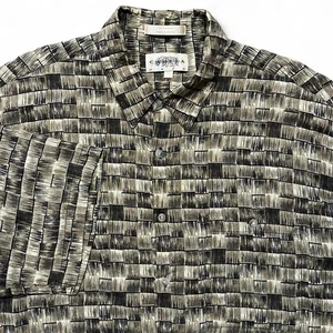 VTG Campia Moda Button-Up Men's XL Brown Rayon Geometric Hawaiian Short Sleeve - Picture 1 of 5