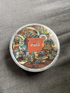 COCA COLA TIN BOX WITH LID VINTAGE 1998 The early years round drink pop Coke - Picture 1 of 5