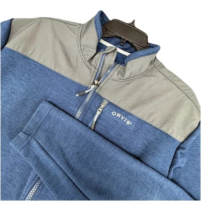 Orvis Jacket Mens Large Blue Fleece Full Zip Pockets Lightweight Outdoors - Image 1 of 4