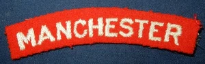 WW2 MANCHESTER REGIMENT SHOULDER TITLE CLOTH PATCH GENUINE BADGE WORLD WAR II - Picture 1 of 2