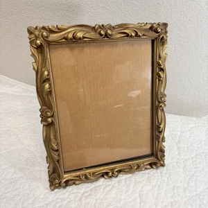 Gold Baroque Gilded Wood Picture Wall Frame 9”X12” Photo Vtg Ornate Victorian - Picture 1 of 5