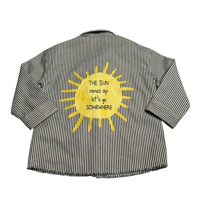 ZARA The Sun Comes Up Black White Striped Snap Shacket Kids Size 3-4 - Image 1 of 4