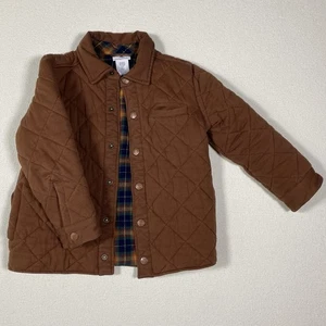 Tommy Bahama Big Boys Small (5/6) Brown Snap Quilted Jacket w/ Plaid Interior - Picture 1 of 12