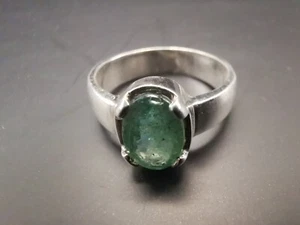 Men's  Natural Oval Cut Green Emerald sterling Silver 925 Ring - Picture 1 of 6