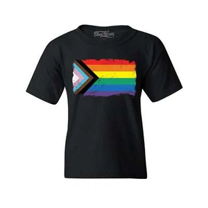 Progress Pride Flag Inclusive Rainbow LGBTQ Youth's T-Shirt Pride Shirts - Picture 1 of 7