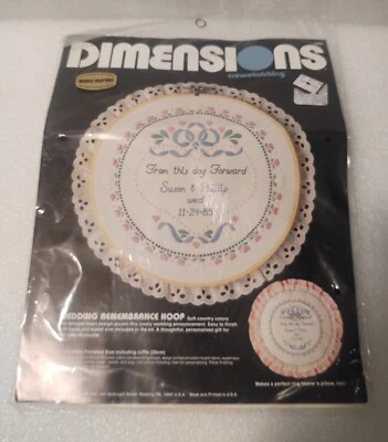 VTG Dimensions LOVE & LACE WEDDING RECORD Embroidery Candlewicking Kit 1985 NEW Foto 1 de 4