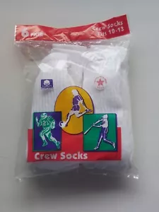 VINTAGE Cotton Crew Socks 6 PAIR White Sz 10-13 Made in USA Mens Sports Socks - Picture 1 of 4