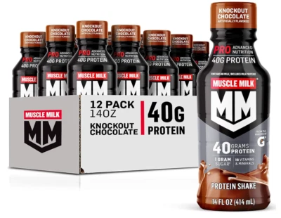Batido de proteínas Muscle Milk Pro Series, chocolate Knockout, 40 g de proteína, 14 fl oz Foto 1 de 4