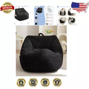 Kids Bean Bag Chair in Black: Comfy Toddler Sofa with Handle for Play & Relax - Picture 1 of 11