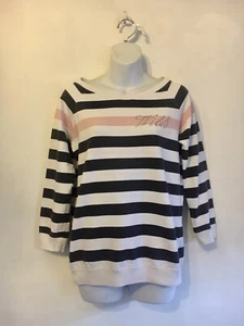JACK WILLS, Black White Pink Stripe-Cotton-Breton Style-Sweat Top. Size 8 - Picture 1 of 9