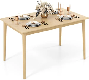 48-Inch Dining Table with Rubber Wood Legs, 220 LBS Capacity, Farmhouse Rectangu - Picture 1 of 9
